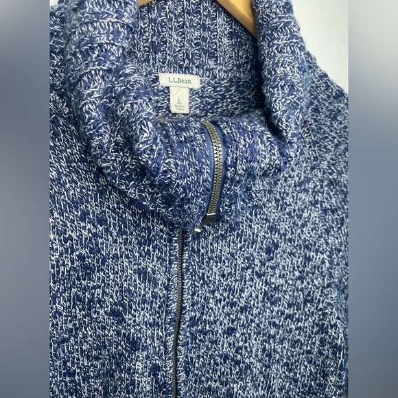 Vintage L.L. Bean Navy Blue Marled Cardigan Zip Up Sweater With 100% Cotton - Picture 13 of 17